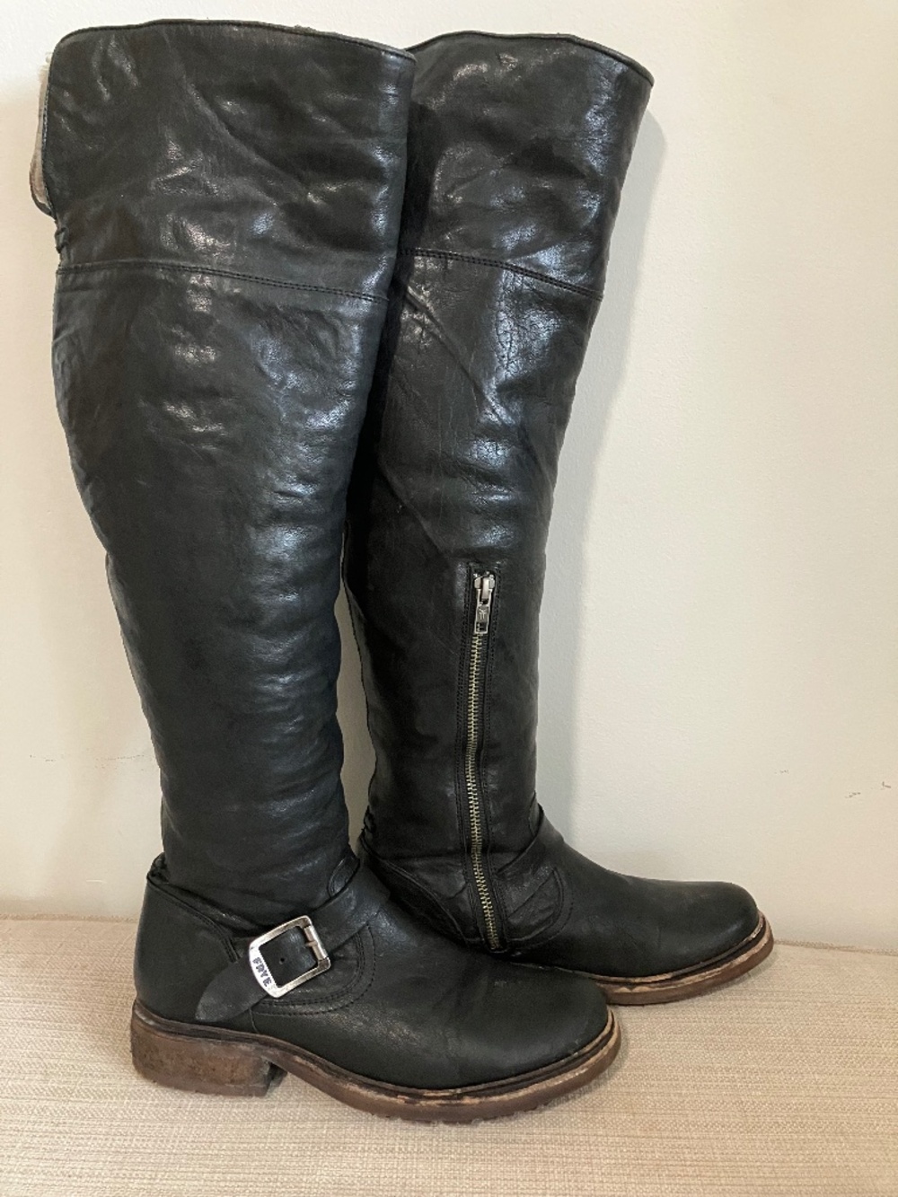 FRYE O-T-K Leather + Shearling Boots
